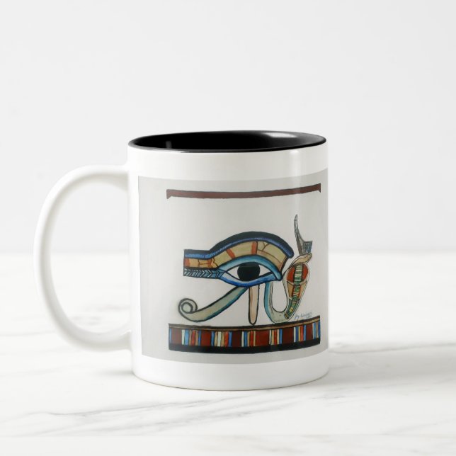 Egyptian Eye of Horus Art Print Two-Tone Coffee Mug (Left)