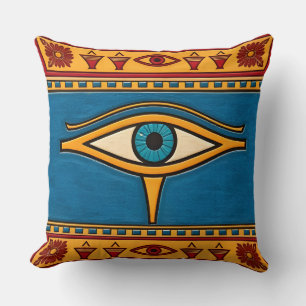Egyptian Eye of Horus, Eye of Ra Egypt Deity Throw Pillow