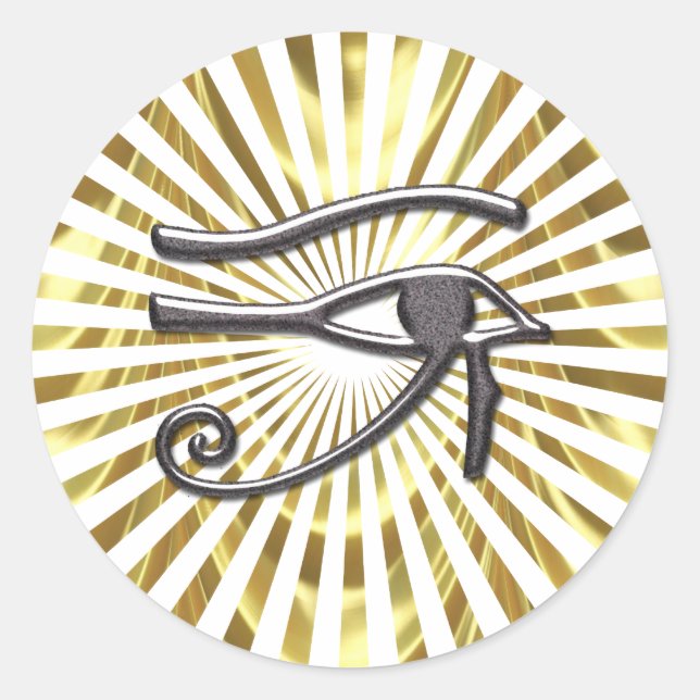 Egyptian Eye of Horus Gold and Black Classic Round Sticker (Front)