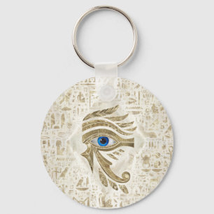 Egyptian Eye of Horus - Gold and pearl Keychain