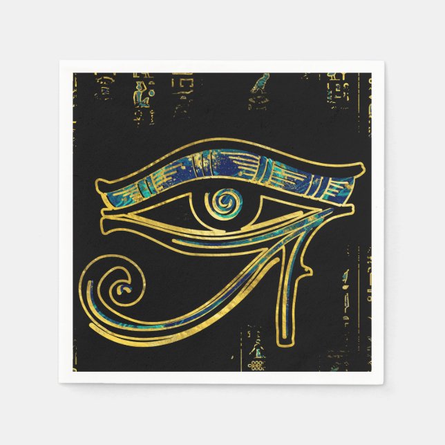 Egyptian Eye of Horus  on hieroglyphics and marble Napkin (Front)
