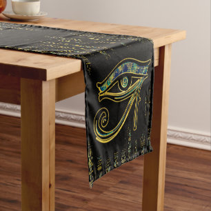 Egyptian Eye of Horus  on hieroglyphics and marble Short Table Runner