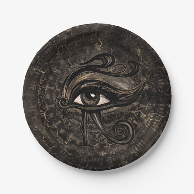 Egyptian Eye of Horus - Wadjet Digital Art Paper Plate (Front)