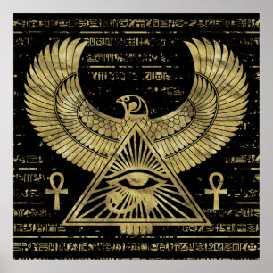 Egyptian Eye of Horus - Wadjet Gold and Black Poster