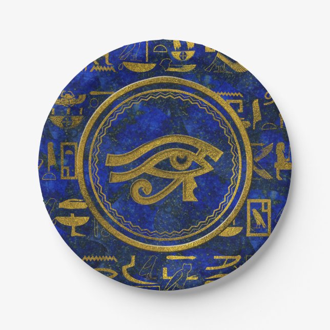 Egyptian Eye of Horus - Wadjet Lapis Lazuli Paper Plate (Front)