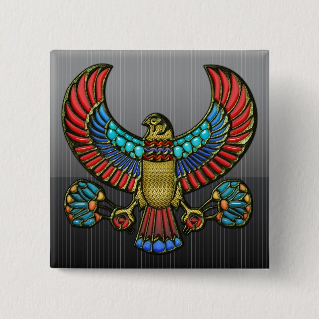 Egyptian Falcon 2 Inch Square Button (Front)