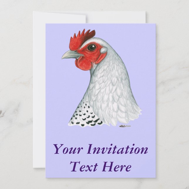 Egyptian Fayoumi:  Silver Hen Invitation (Front)