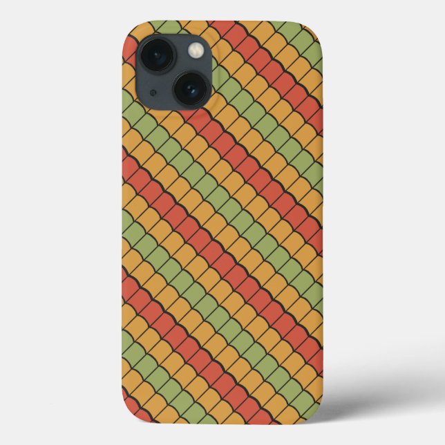 Egyptian Feathers Red Yellow Green Pattern Case-Mate iPhone Case (Back)