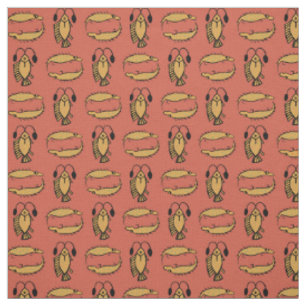 Egyptian Fish, Crocodile on Rusty Red Fabric