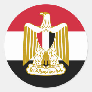 Egyptian Flag & Coat of Arms, Flag of Egypt Classic Round Sticker