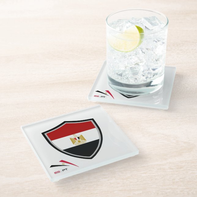 Egyptian flag glass coaster (Angled)