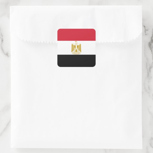 Egyptian flag square sticker (Bag)