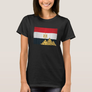 Egyptian Flag With The Giza Pyramids Egyptology   T-Shirt