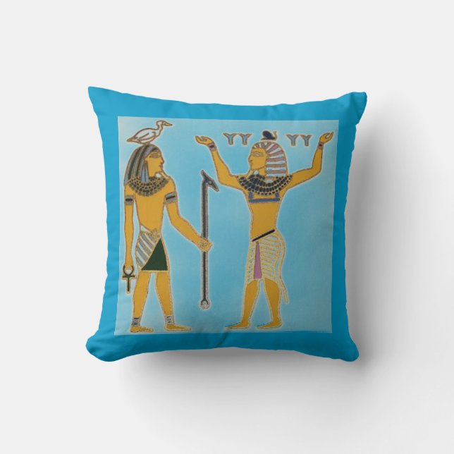 Egyptian Geb & Shu Earth & Air Throw Pillow (Front)