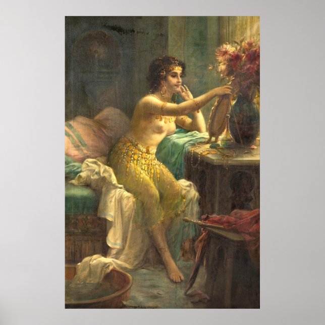 Egyptian Girl at a Dressing Table by Hans Zatzka Poster (Front)