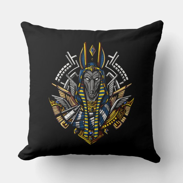 Egyptian God Anubis Ancient Wolf Pharaoh Throw Pillow (Front)