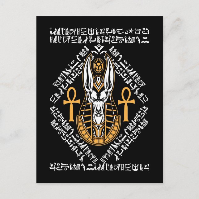 Egyptian God Anubis Ankh Egypt Hieroglyphs Postcard (Front)