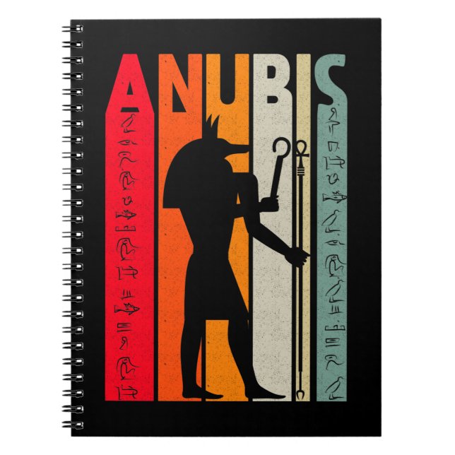 Egyptian God Anubis Retro Egypt Hieroglyphs Notebook (Front)