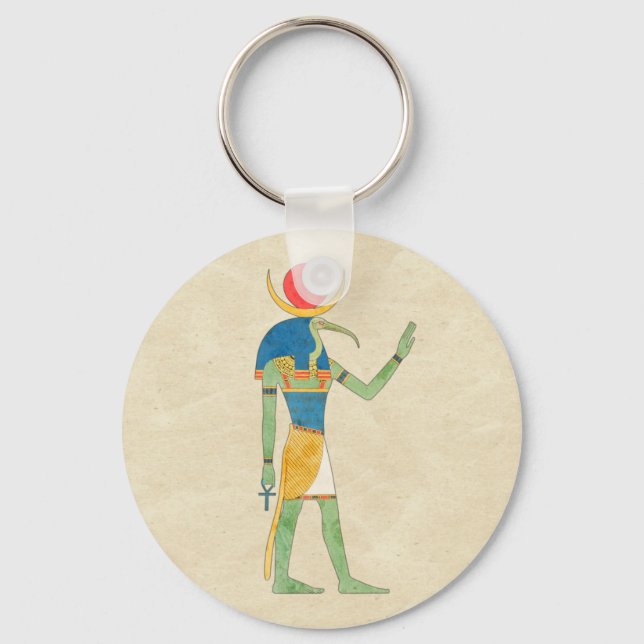Egyptian God Thoth Vintage Illustration Keychain (Front)