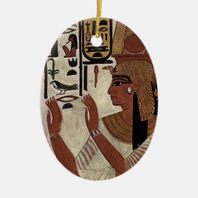 Egyptian goddess hieroglyphics pattern ceramic ornament (Front)