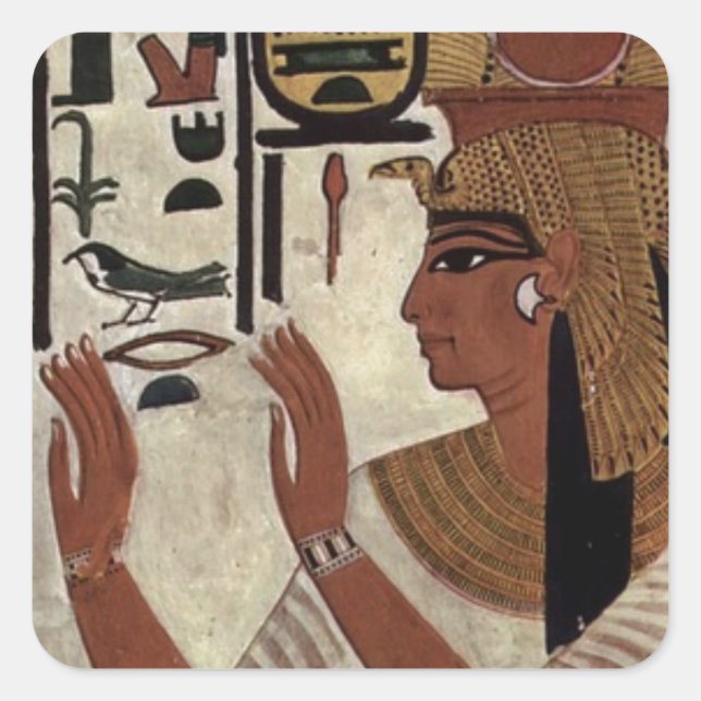 Egyptian goddess hieroglyphics pattern square sticker (Front)