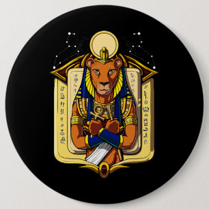 Egyptian Goddess Lioness Sekhmet God Bastet 6 Inch Round Button