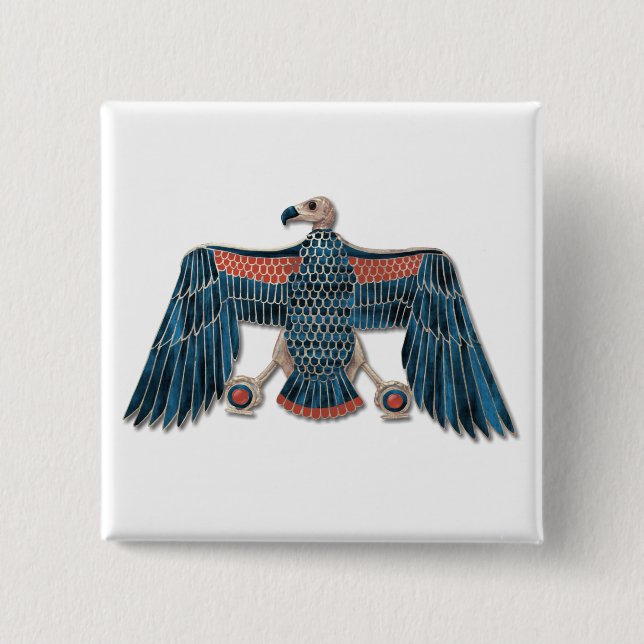 Egyptian Goddess Nekhbet Pectoral 2 Inch Square Button (Front)