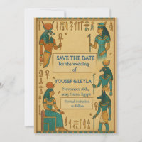 Egyptian Gods Hieroglyph Gold Save the Date