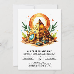  Egyptian Gold Boho Pyramids Birthday Invitation