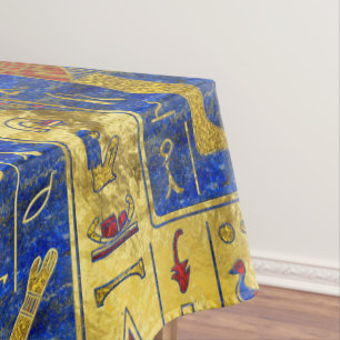 Egyptian  Gold  symbols on Lapis Lazuli Tablecloth