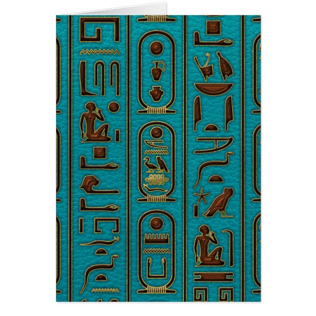 Egyptian Golden Leather hieroglyphs  on teal (Front)