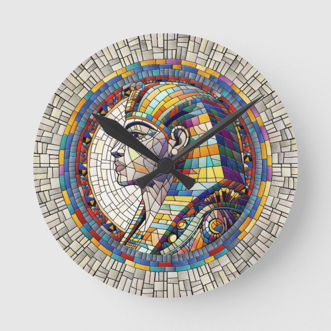 Egyptian Great Sphinx  -Mosaic Art Round Clock (Front)