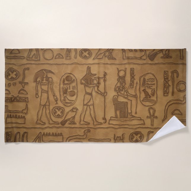 Egyptian Hieroglyphic Art Beach Towel (Front)