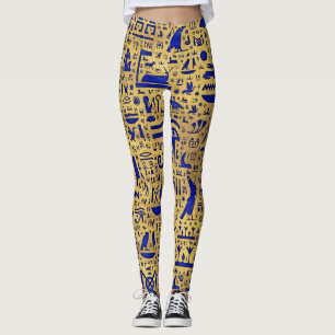 Egyptian hieroglyphic Lapis Lazuli and Gold Leggings