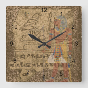 Egyptian Hieroglyphic Square Wall Clock