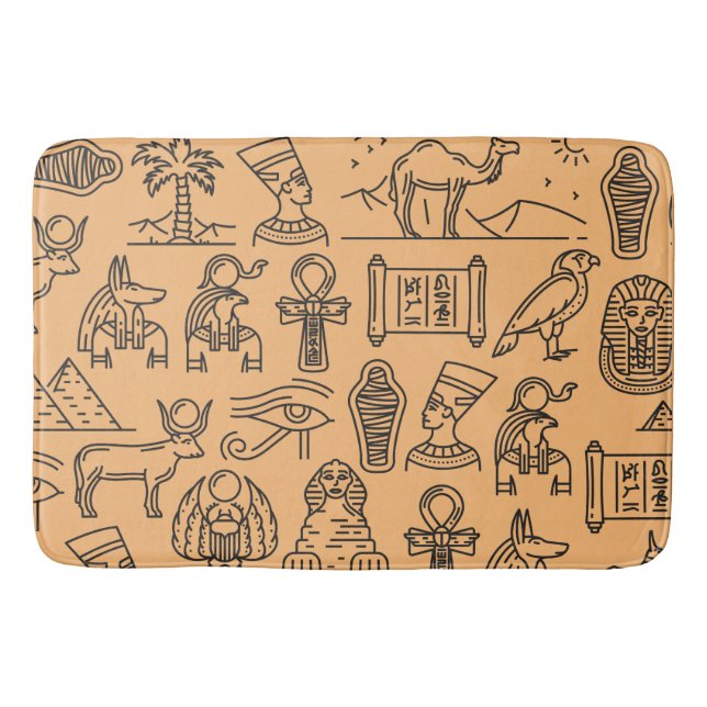 Egyptian Hieroglyphic Symbol Background   Bath Mat (Front)