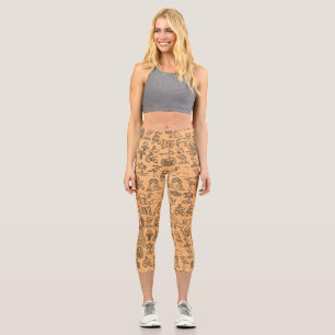 Egyptian Hieroglyphic Symbol Background Capri Leggings