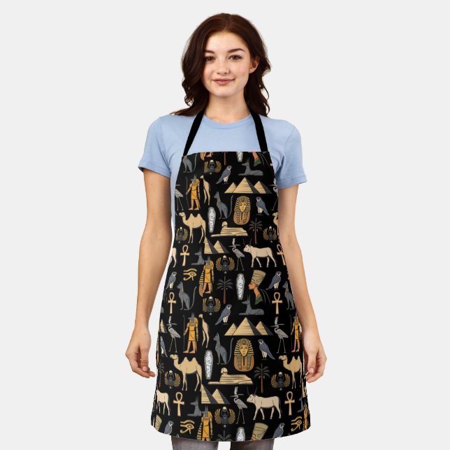  Egyptian Hieroglyphic Symbol Pattern Background   Apron (Worn)