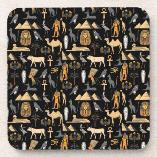 Egyptian Hieroglyphic Symbol Pattern Background Coaster