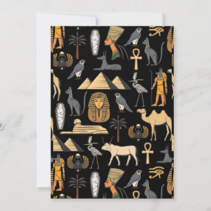 Egyptian Hieroglyphic Symbol Pattern Background Invitation
