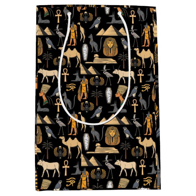  Egyptian Hieroglyphic Symbol Pattern Background   Medium Gift Bag (Front)