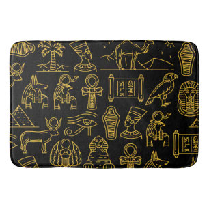 Egyptian Hieroglyphic Symbol Pattern   Bath Mat