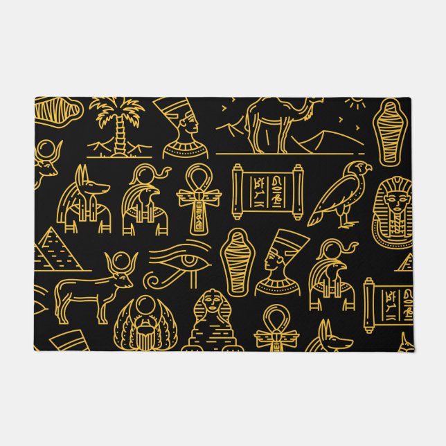 Egyptian Hieroglyphic Symbol Pattern  Doormat (Front)