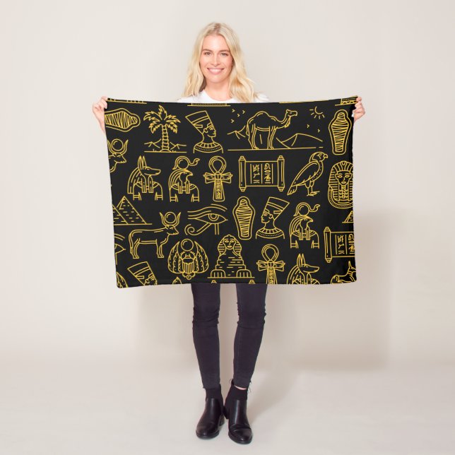 Egyptian Hieroglyphic Symbol Pattern     Fleece Blanket (In Situ)
