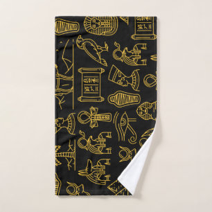Egyptian Hieroglyphic Symbol Pattern Hand Towel