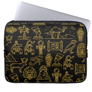 Egyptian Hieroglyphic Symbol Pattern Laptop Sleeve