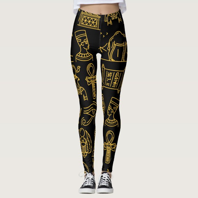 Egyptian Hieroglyphic Symbol Pattern   Leggings (Front)