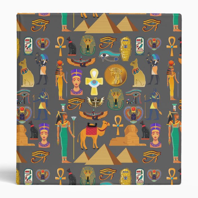 Egyptian Hieroglyphic Symbol Pattern pharaoh       Binder (Front)