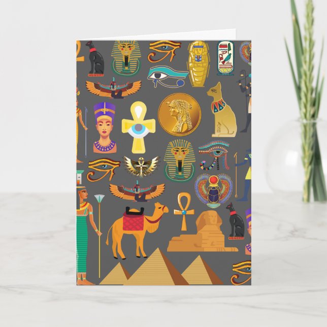 Egyptian Hieroglyphic Symbol Pattern pharaoh      Card (Front)