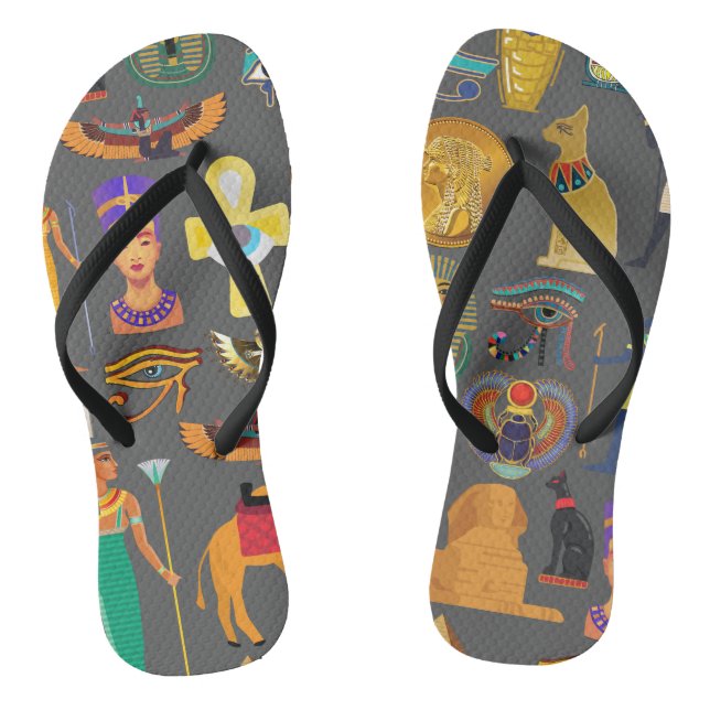 Egyptian Hieroglyphic Symbol Pattern pharaoh  Flip Flops (Footbed)